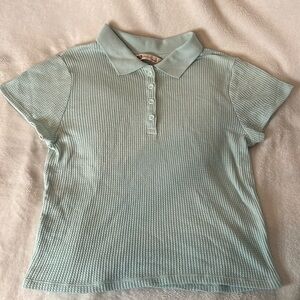 Light green blue collared top